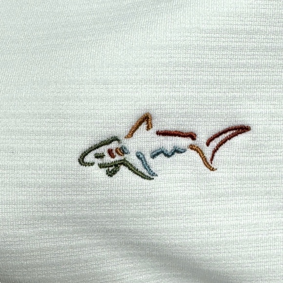 GREG NORMAN WHITE TONAL STRIPE PATTERN PLAY DRY COLLARED POLO SHIRT - Picture 5 of 11